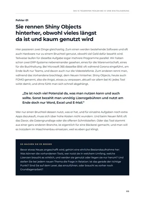 Das Kapitel zum ersten Fehler