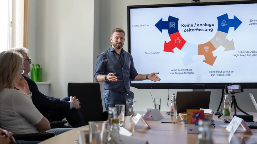 Erik Hunold im Dienstleister-Ausschuss der IHK zu Leipzig zum Thema KI in der Zeiterfassung